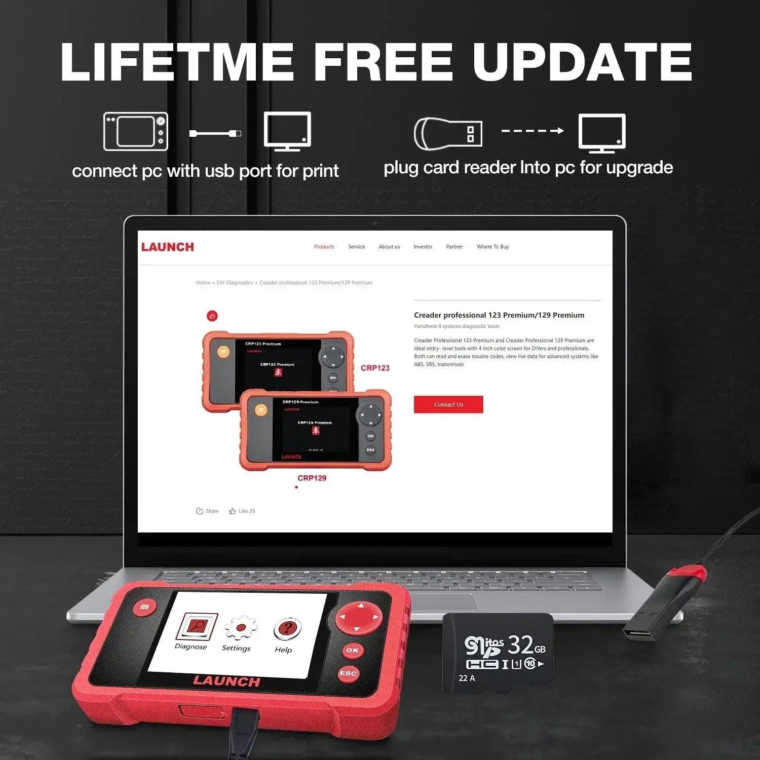 Launch CRP123 V2 OBD2 Diagnostic Scanner 3 Reset Services