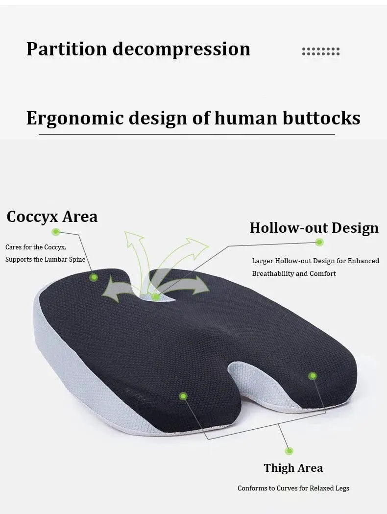 Gel Memory Foam Seat Cushion for Pain Relief and Comfort