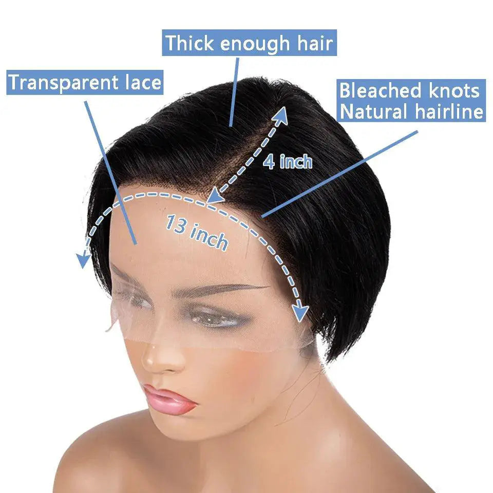 Short Bob Pixie Cut Wig Lace Front 100 Brazilian Hair