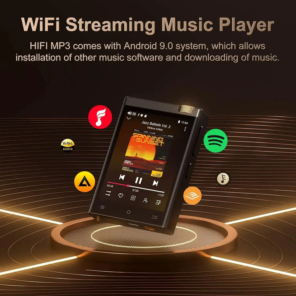 Hi-Fi MP3 Player with Bluetooth and WiFi, Oilsky Lossless DSD High-Resolution Digital Audio， up to 1TB