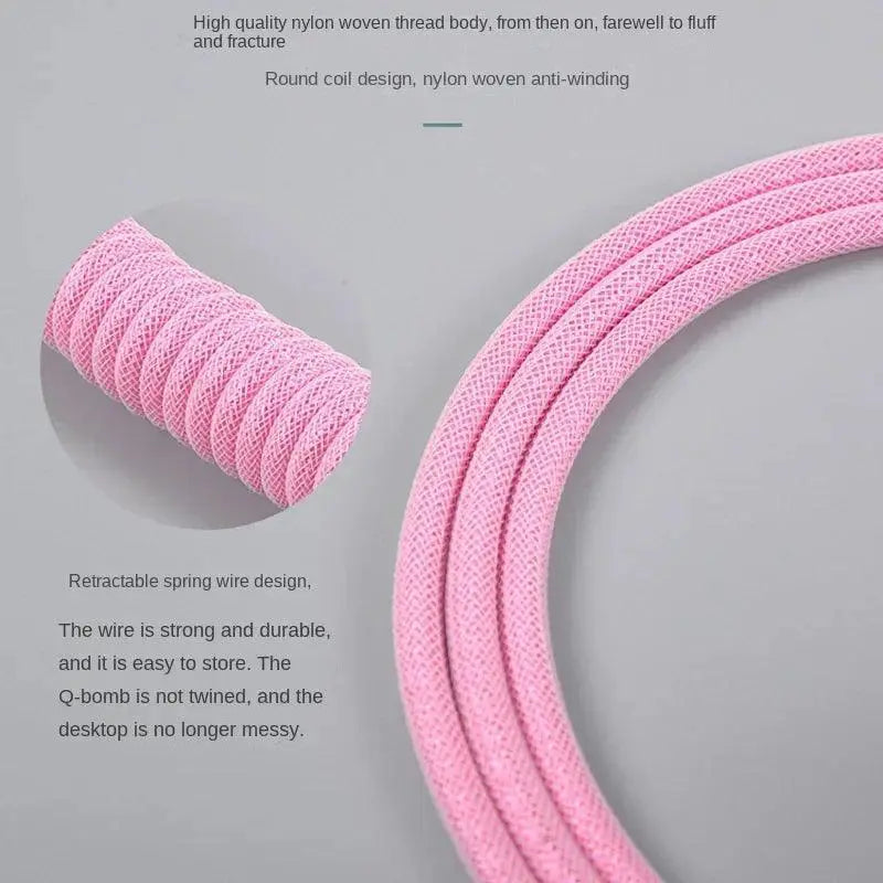Coiled Type C USB Aviator Cable For Mechanical Keyboards