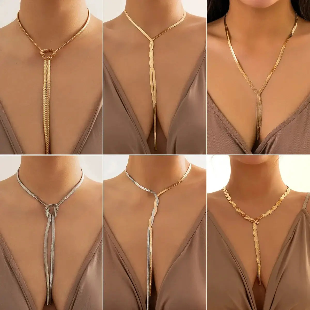 Kpop Adjustable Flat Snake Long Chain Necklace Women Gift