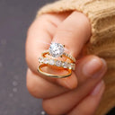 Gold Plated 3 Piece Moissanite Ring Set