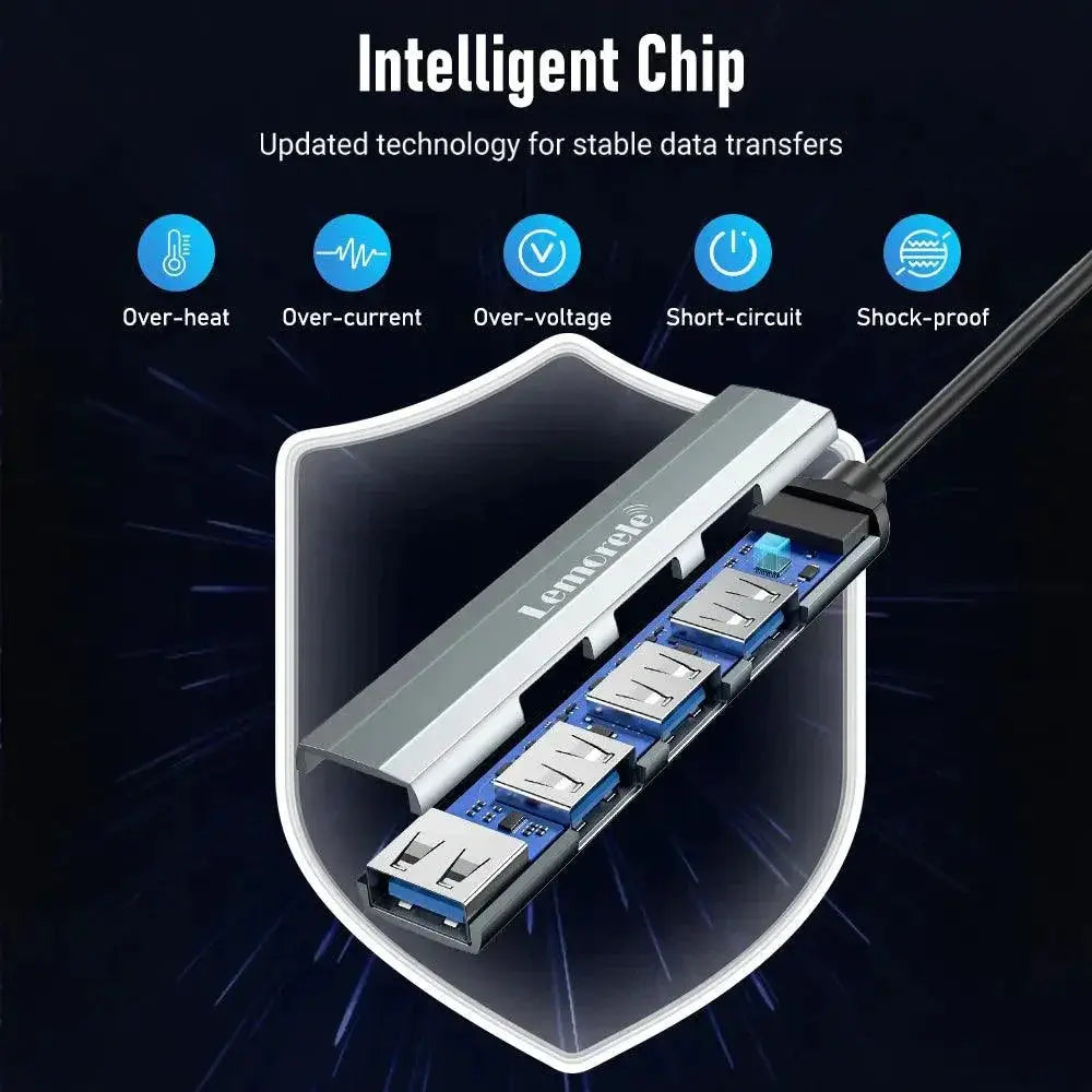 High Speed 4 Port USB Hub For MacBook Devices Compact
