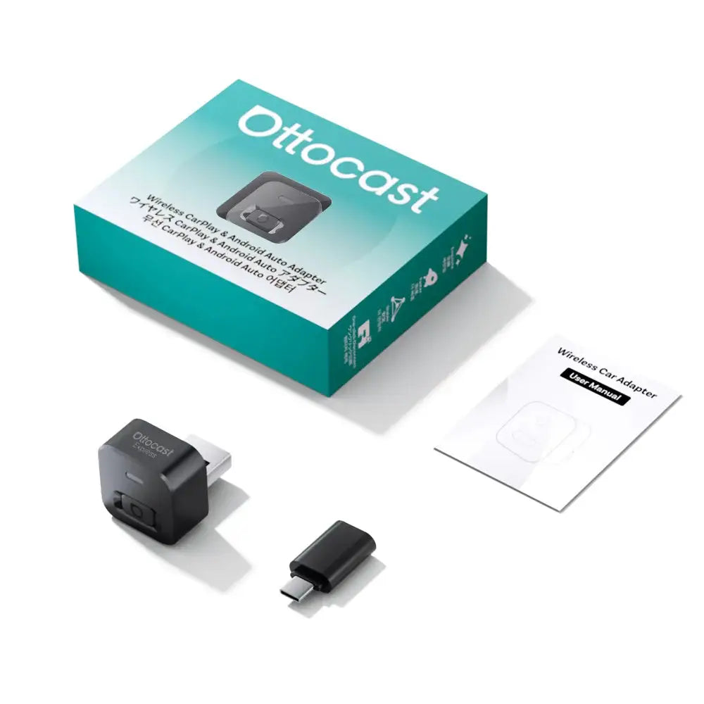 Ottocast Mini Dot Express 2 in 1 Wireless CarPlay Android Auto Adapter Plug Play Fast Connect USB Dongle for Benz Audi Toyota