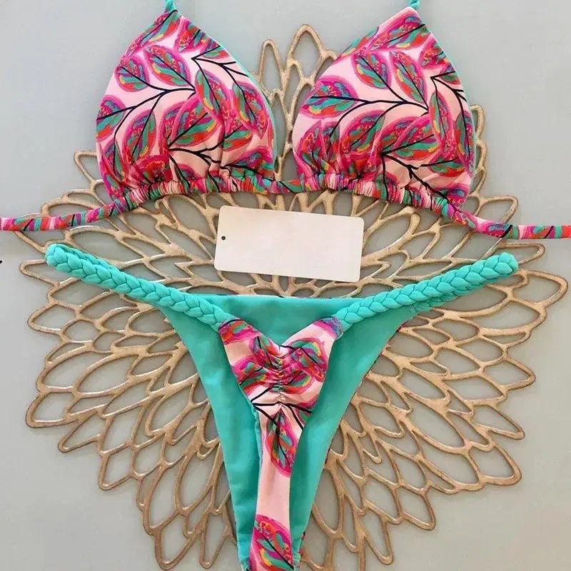 Heart Print Bikini Thong Swimwear Essential Collection
