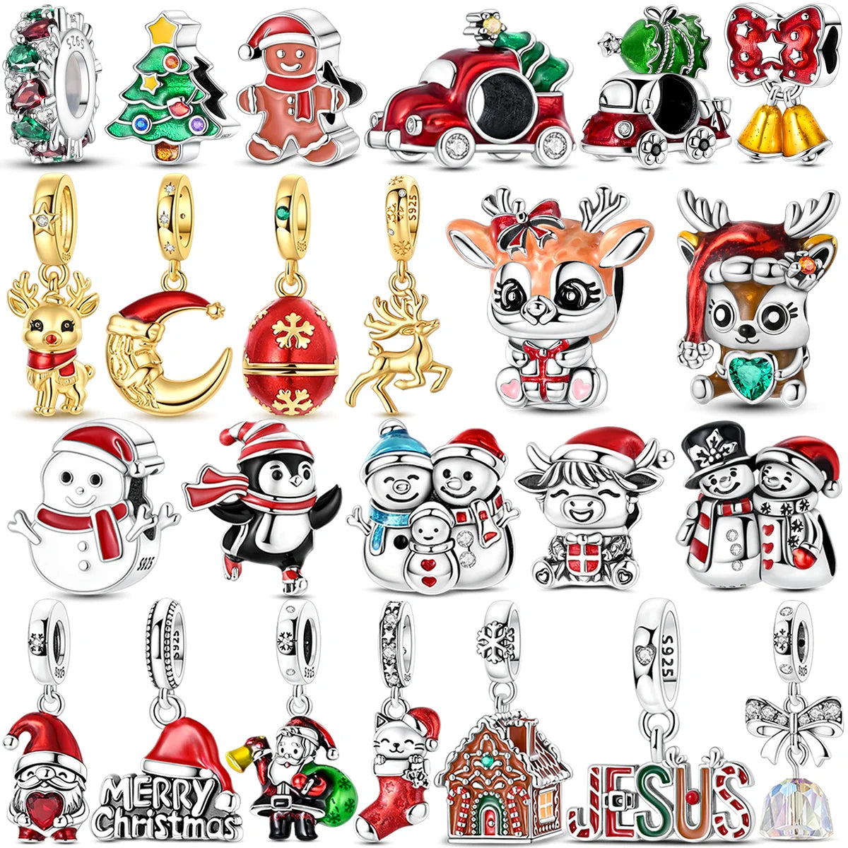 Merry Christmas Charm Bead Sterling