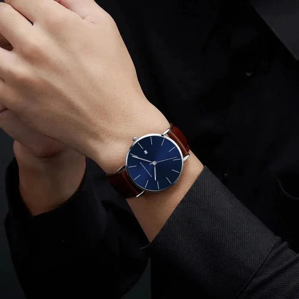 Hannah Martin Dark Blue Leather Watch Japanese Movement