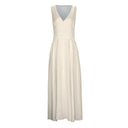White Plunging Sleeveless Maxi Dress