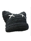 Striped Cat Ear Knitted Cap