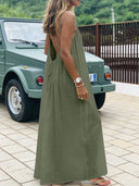 Women Strapless Backless Maxi Dress Sleepwear Loungewear Casual Loose Fit Summer