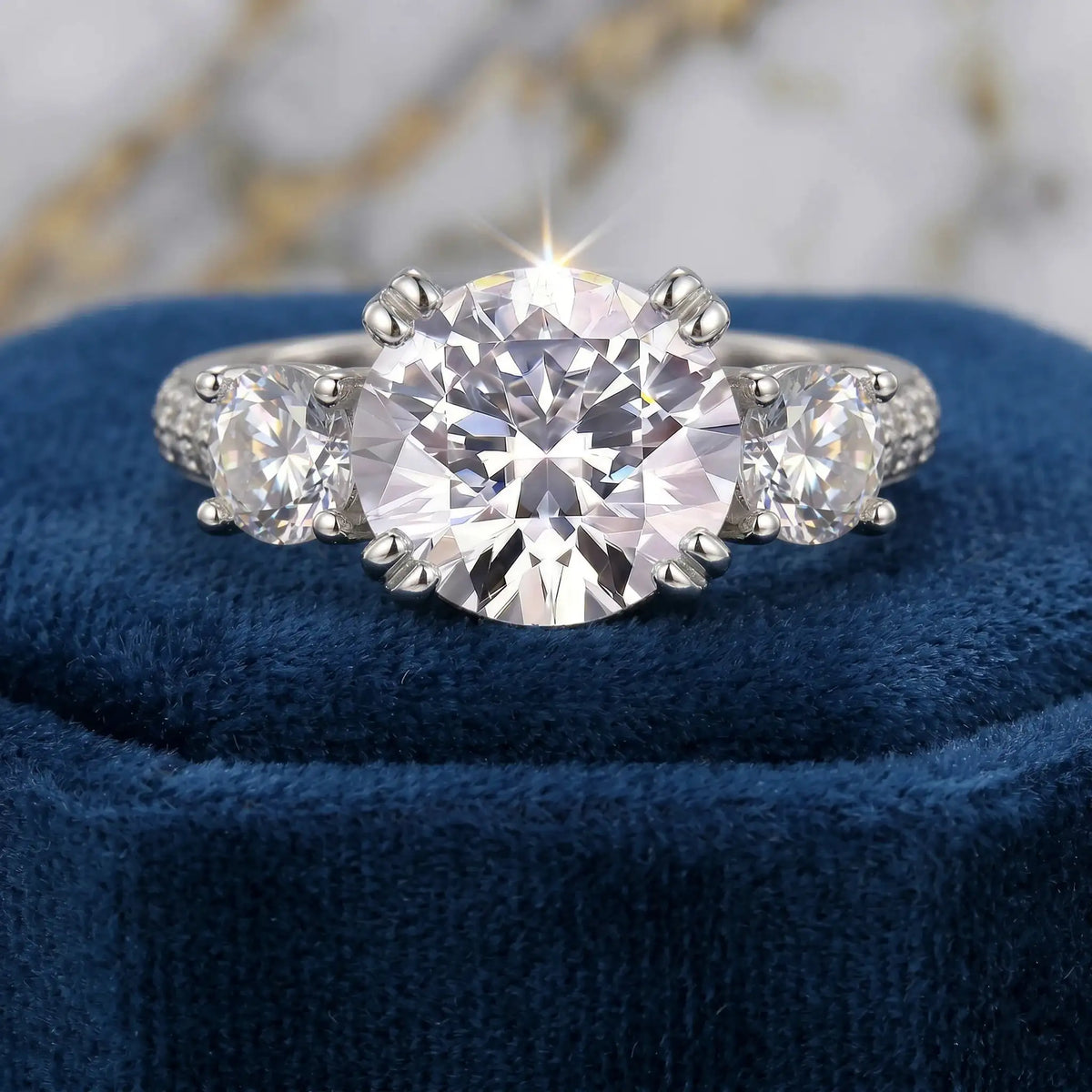 Classic Three Stone Moissanite Ring Style OBBHD — product image 2