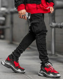 Elastic Waist Denim Cargo Jeans for Men