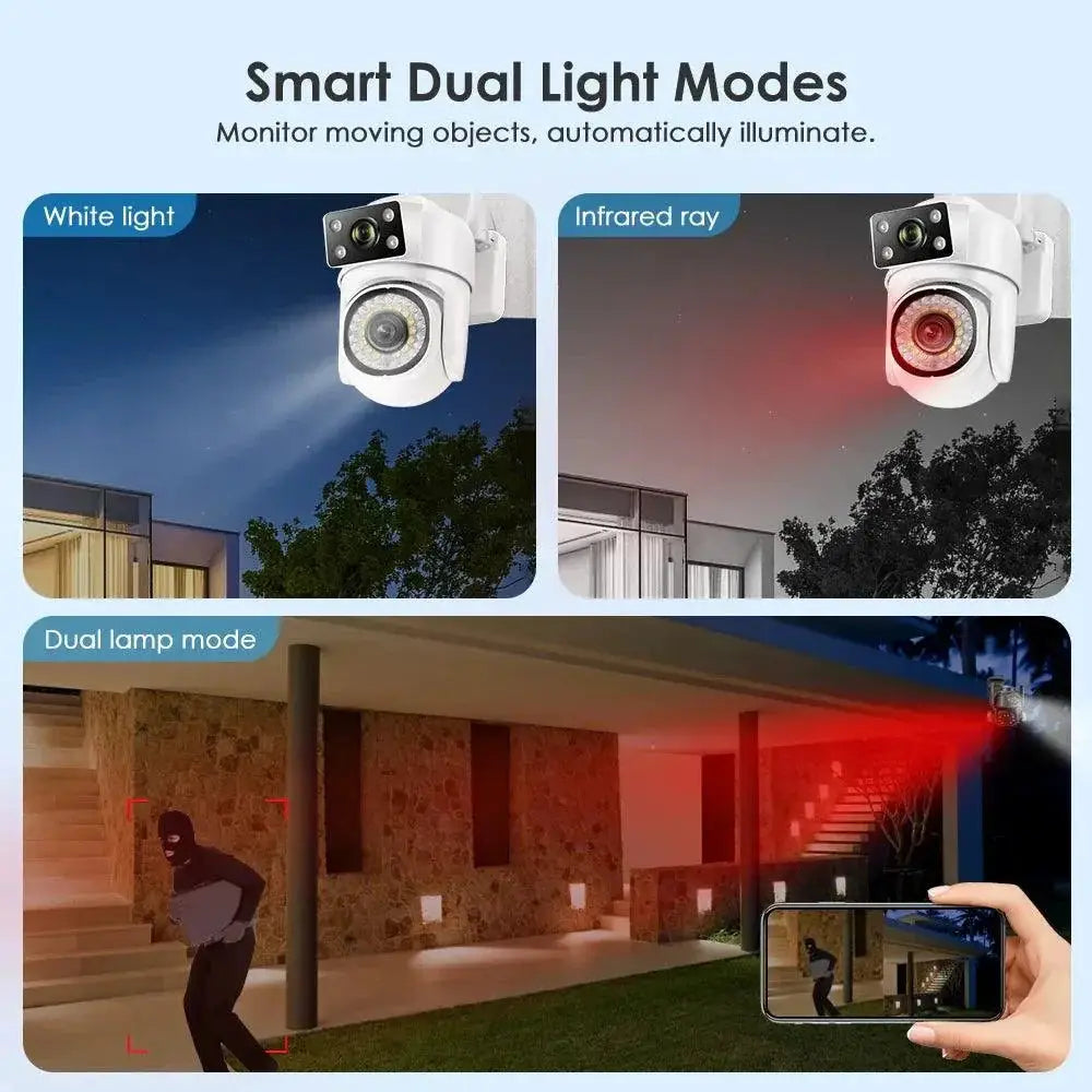 2.4G And 5G PTZ WiFi Camera Dual Lens For Home Security