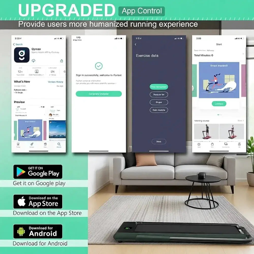 Foldable Walking Pad with Under Desk Treadmill, Smart App, Remote, LED Display for Compact Spaces