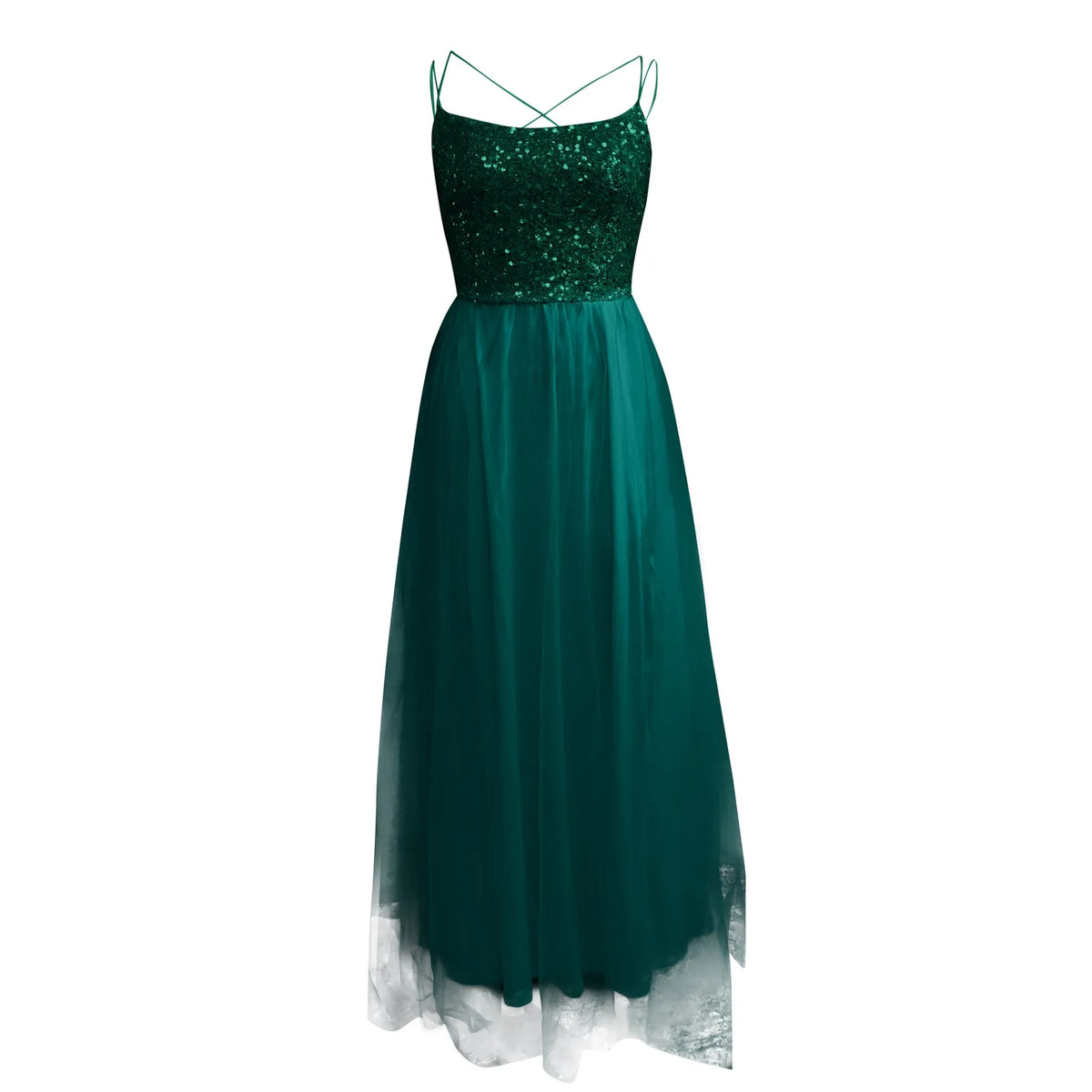 Backless Sequin Mesh Maxi Dress
