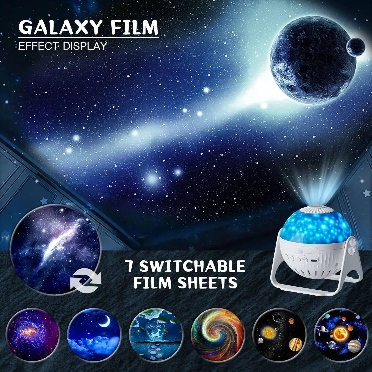 Starry Night Galaxy Projector 360 Degree Kids Night Light