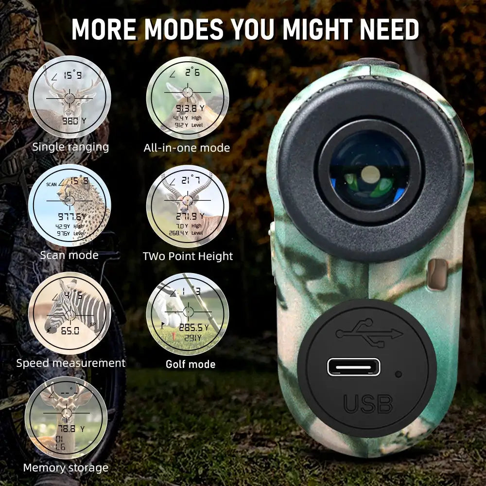 REVASRI Golf Laser Rangefinder 600M Telescope with Flag-Lock Slope Distance Meter or 1000M Camouflage Hunting Monocular