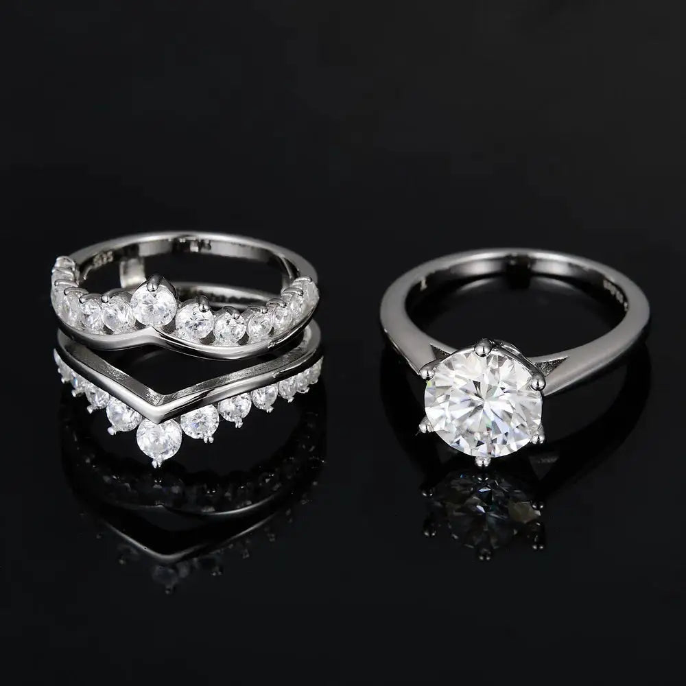 Round Moissanite Ring in Sterling Silver Luxurious — product view 2