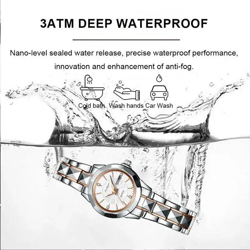 Diamond Accent Waterproof Womens Quartz Watch Timepiece