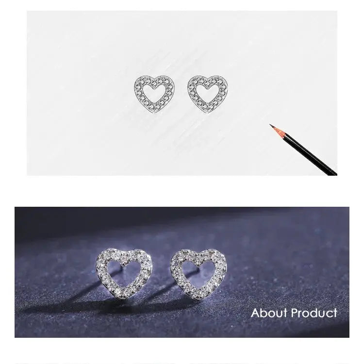 Sterling Heart Stud Earrings for Women — product view 8