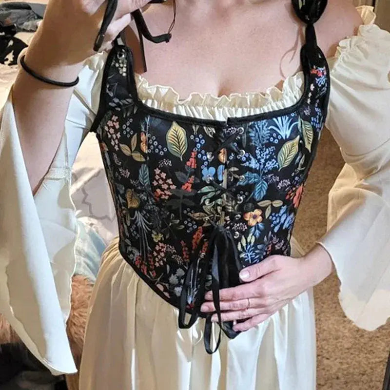 Lace Up Vintage Corsets Bustier Crop Top For Women