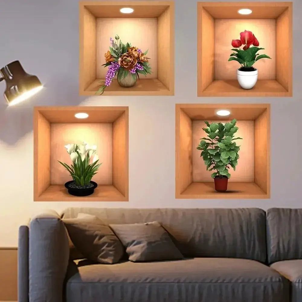 PVC Green Plant 3D Wall Stickers Self Adhesive Decor