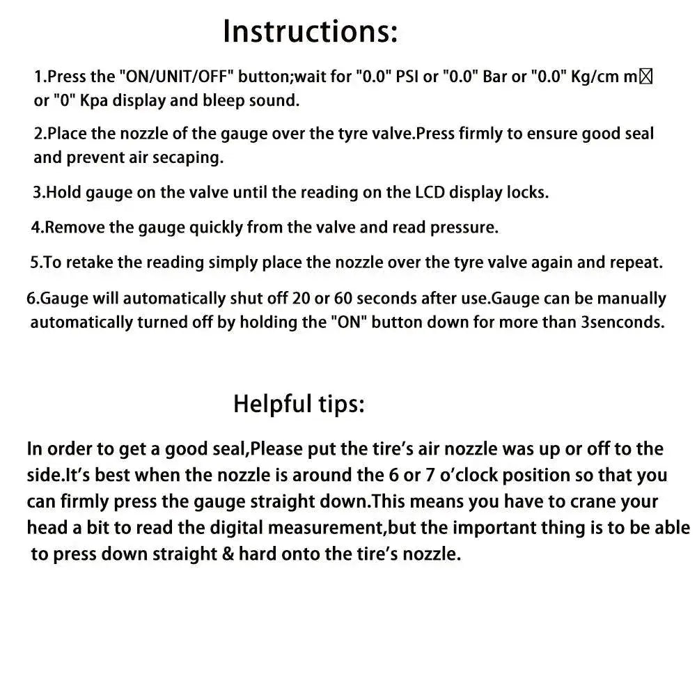 Digital Tire Pressure Gauge With Backlight Display