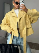 Stand Collar Tie Spring Coat