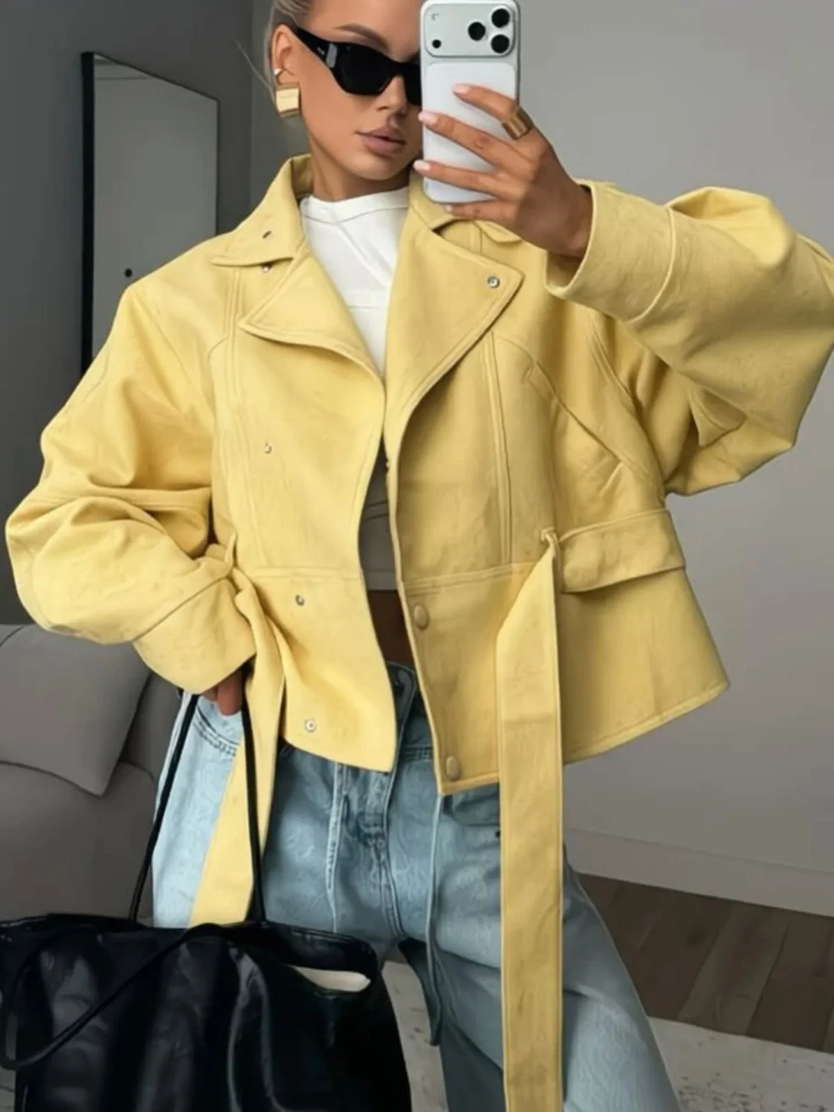 Stand Collar Tie Spring Coat