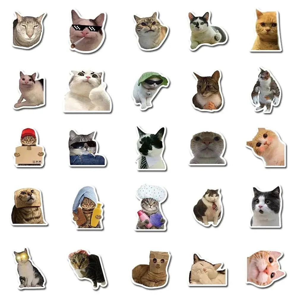 Cat Meme Funny Animals Stickers Vintage Decals for Kids