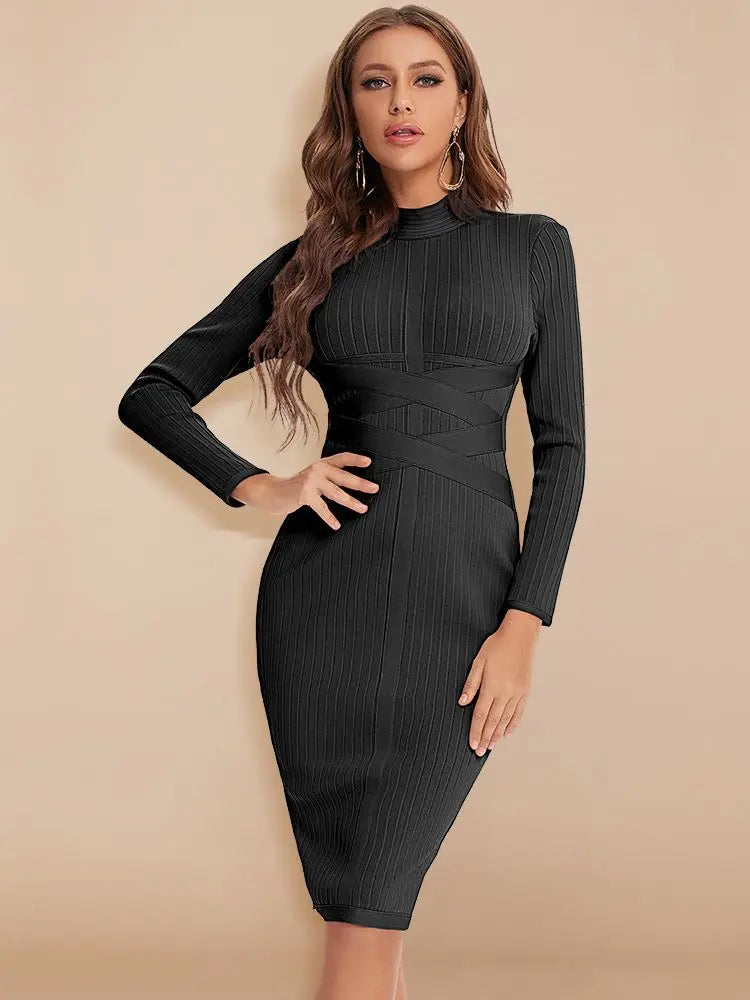 BEAUKEY Turtleneck Bandage Dress