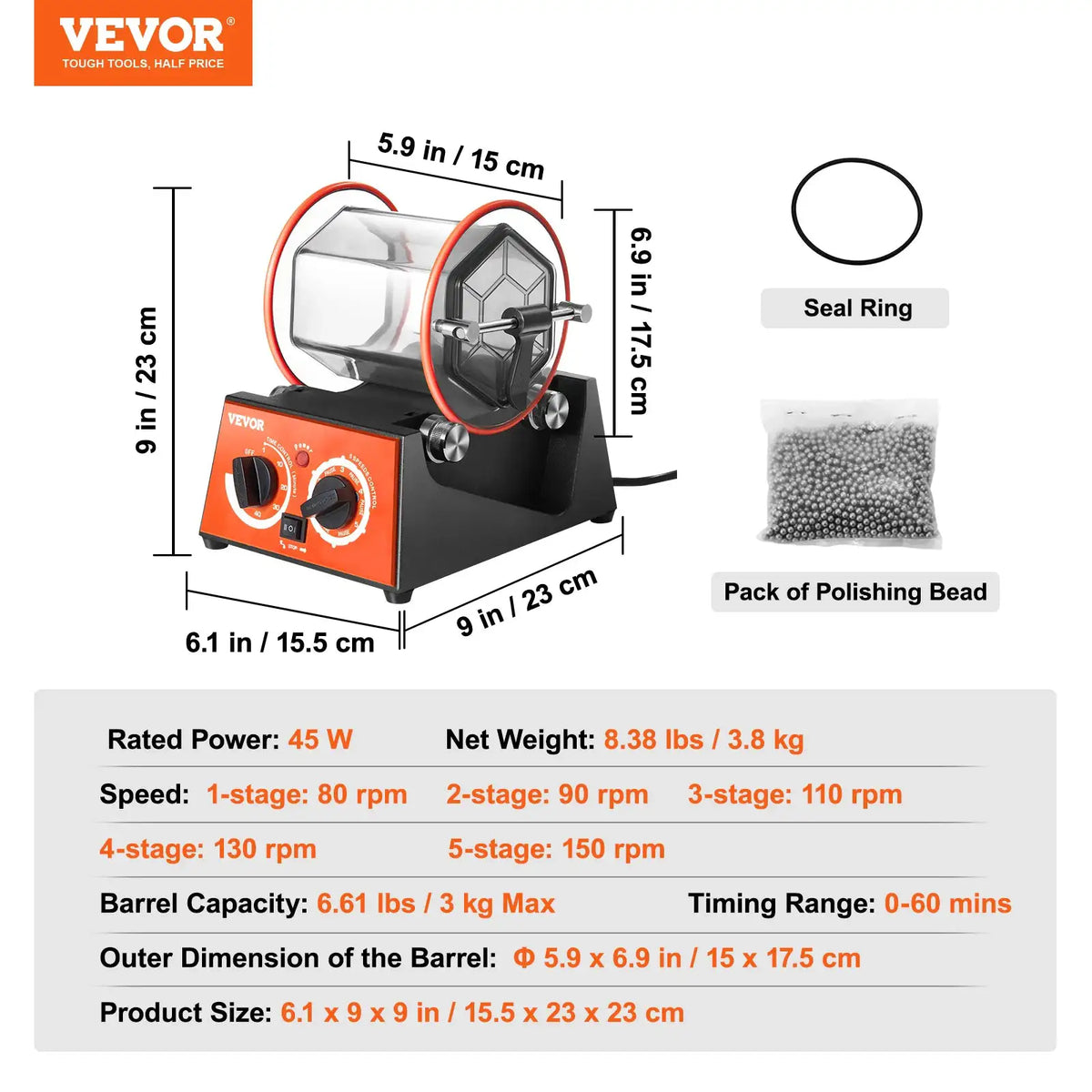 Ready. Output matches constraints and gives exactly one line: "Mini Rotary Tumbler For Jewelry" — product image 8