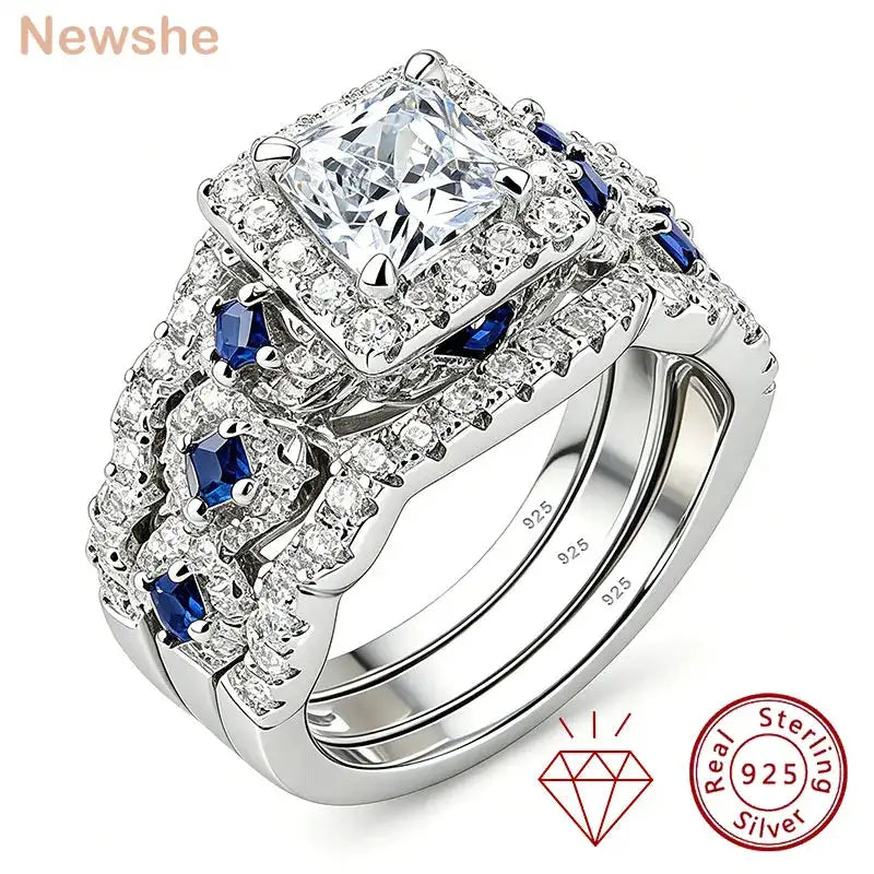 Princess Moissanite Ring in Sterling Silver Newshe — product view 1