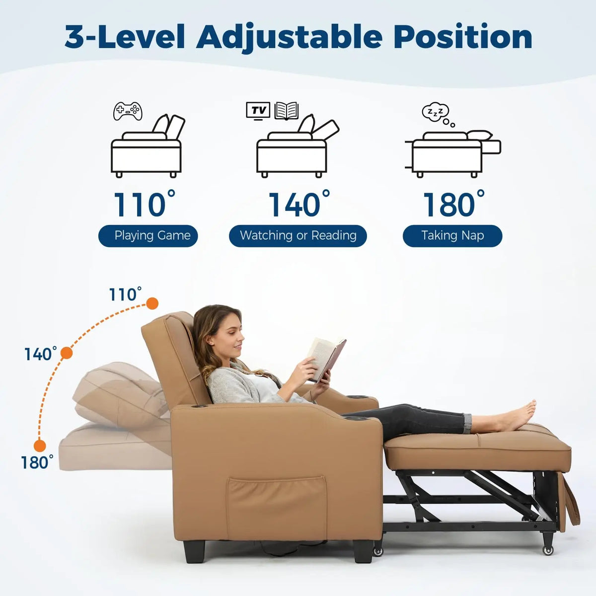 USB Adjustable Upholstered Couch