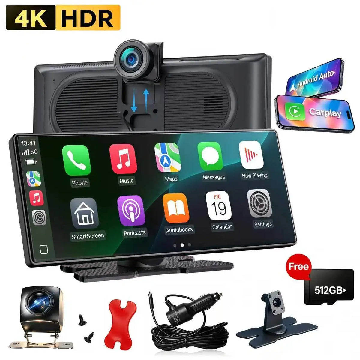 Newly Upgraded " IPS Touchscreen Car Multimedia Player | Rear — product view 1