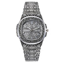 Vintage Floral Carved Men's Quartz Watch Sophisticated Timepiece