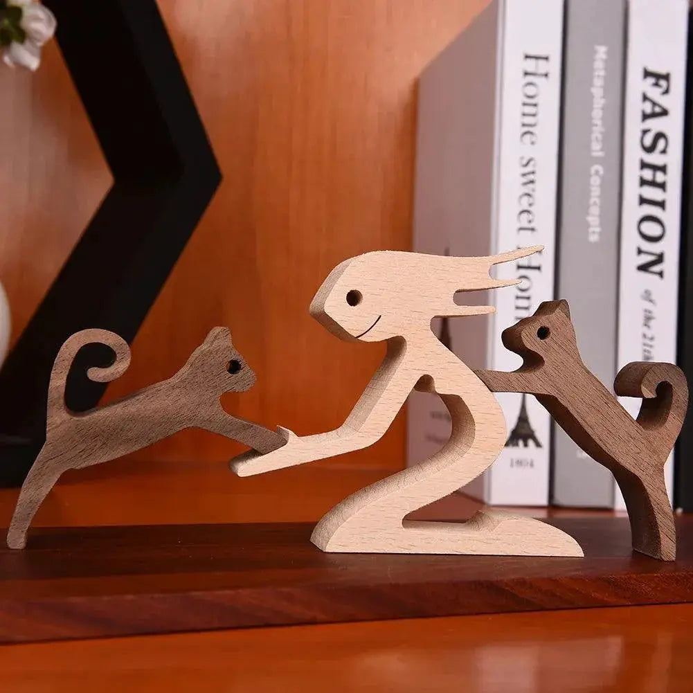Personalized Hand Carved Dog Family Figurine For Pet Lovers