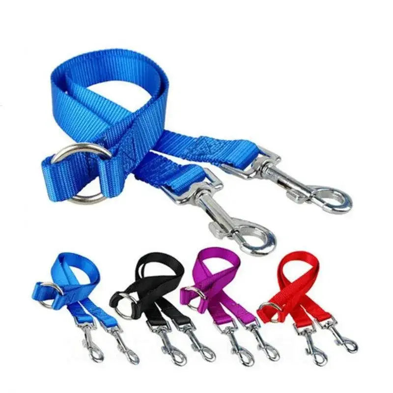 Double Dog Leash Coupler Nylon Lead For Walking Two Dogs