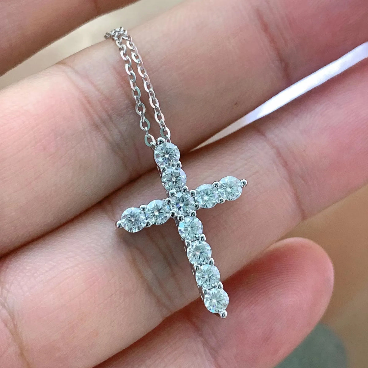 Moissanite Pendant Necklace in Sterling Silver Cbtb — product view 4