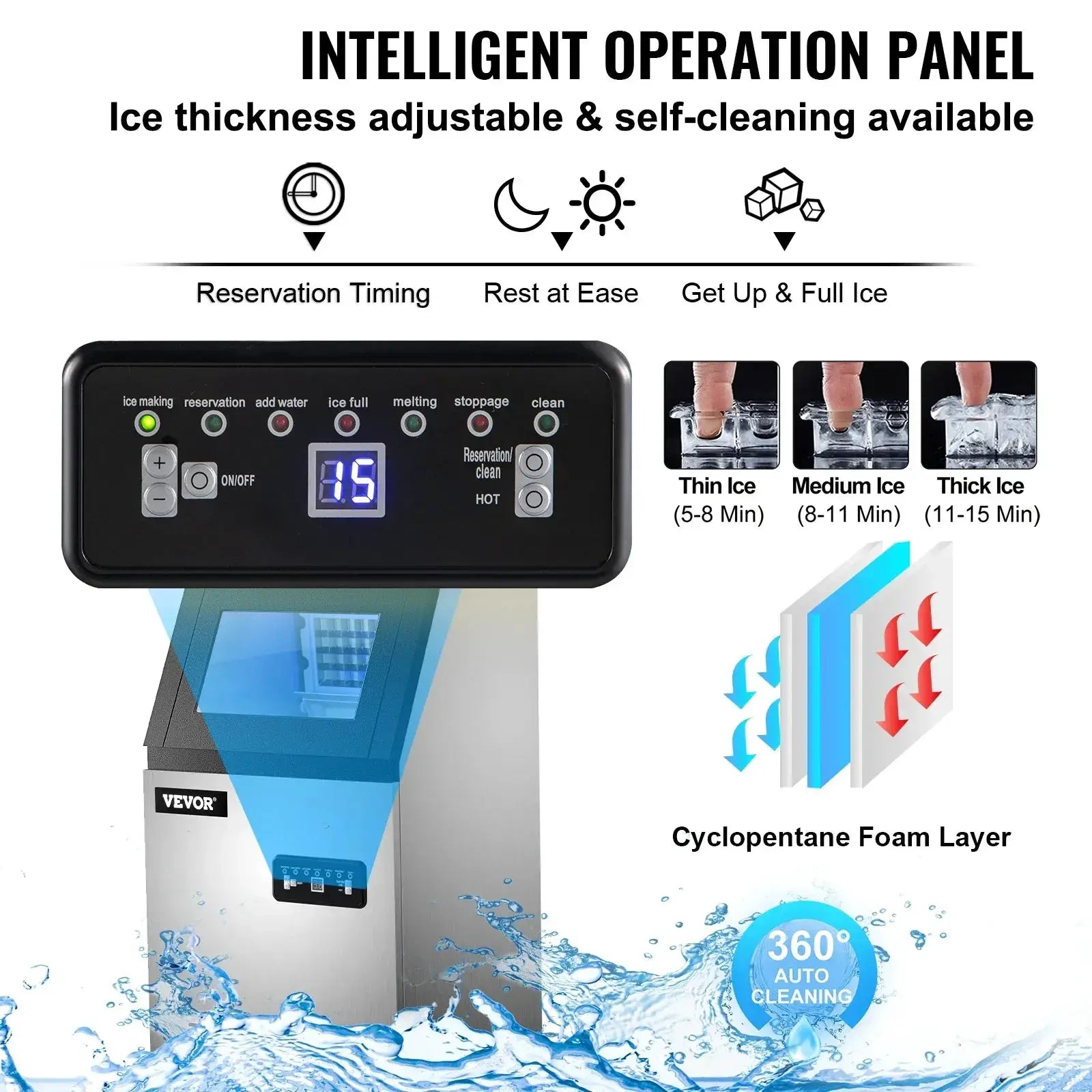 VEVOR 40KG 50KG 60KG 68KG 24H Commercial Ice Maker Machine