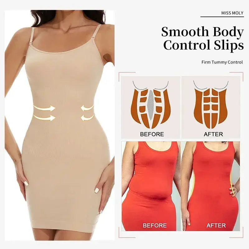 Tummy Control Seamless Mini Slip Dress Shapewear for Women