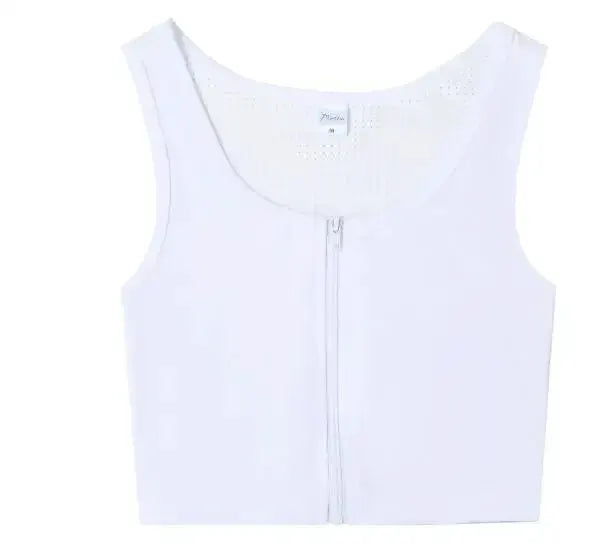 Chest Binder Trans Crop Top With Bandage Zipper Bra Tank