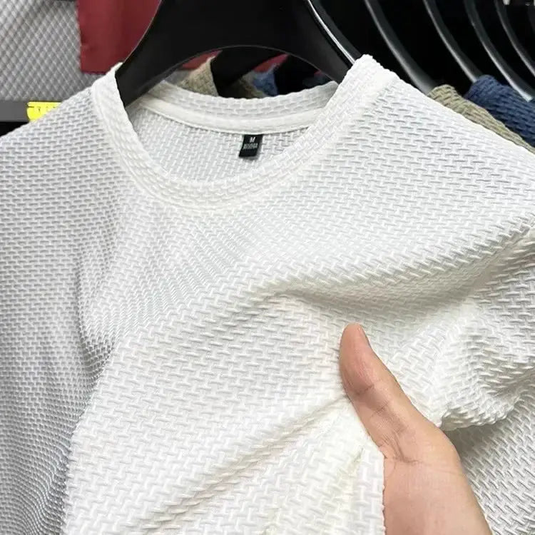 Mens Short Sleeve Mesh Bamboo Ice Silk T Shirt Summer Top