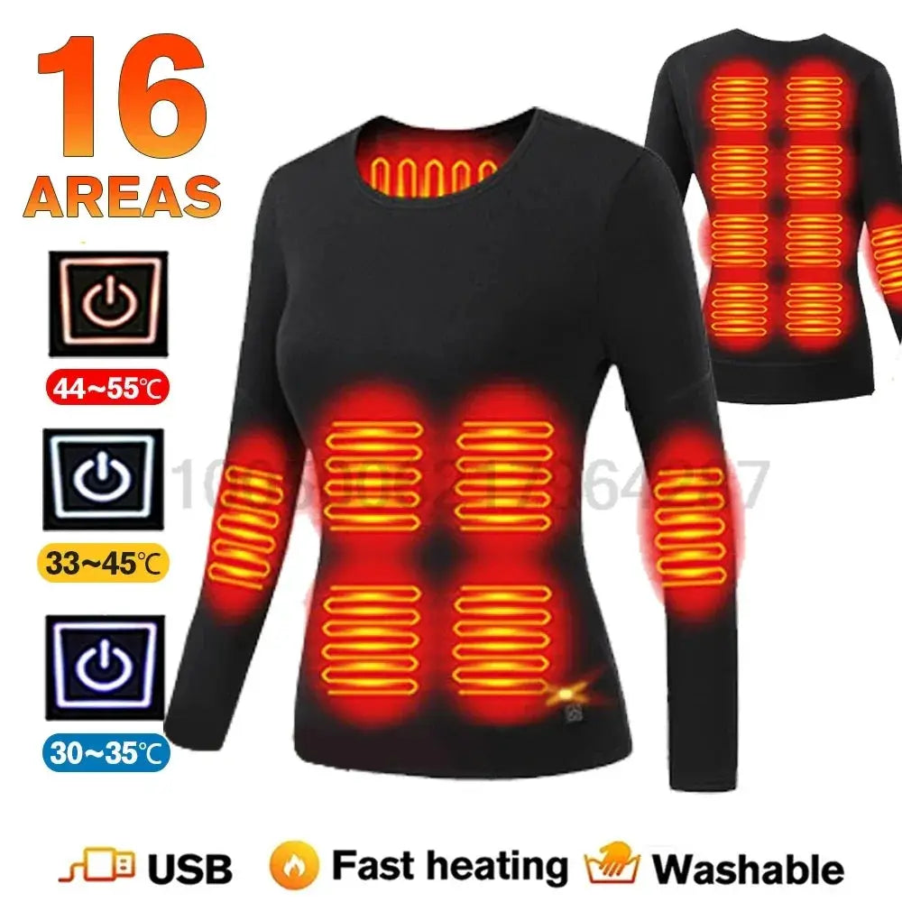 Winter Heated Underwear Set For Men Women USB Heating Jacket