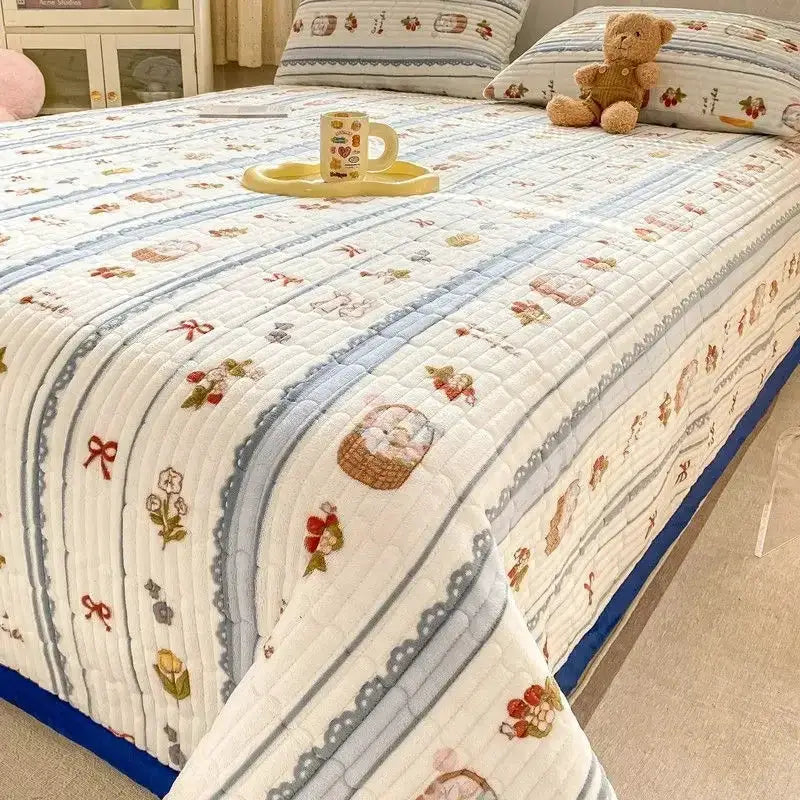 Soft Thickened Warm Milk Velvet Bed Cover Non Slip Bedsheet