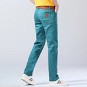 Spring Men's Slim Jeans Classic Style Straight Elasticity Cotton Denim Pants Male Brand Trousers Wine Red Black White