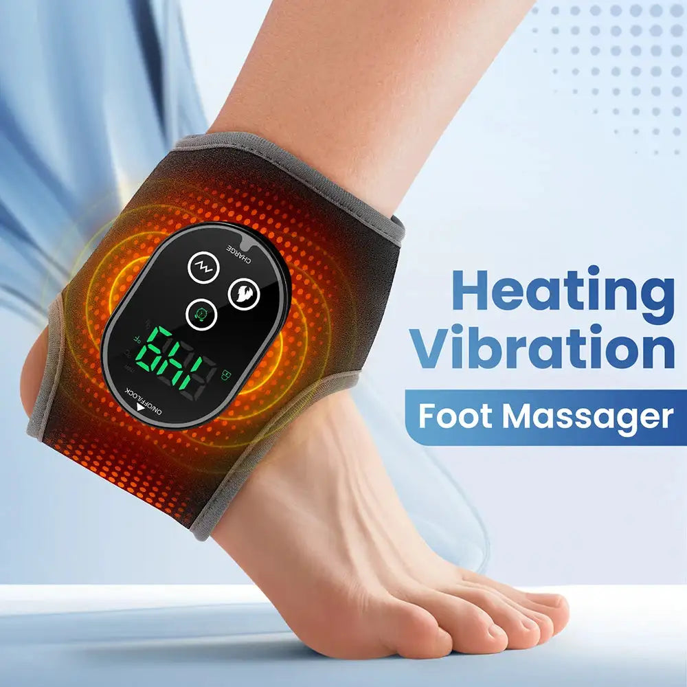 Electric Ankle Heated Vibration Massager 3 Mode 4 Level Hot Compress Timer Massage Support Ankle Brace Fascia Muscle Relax Care