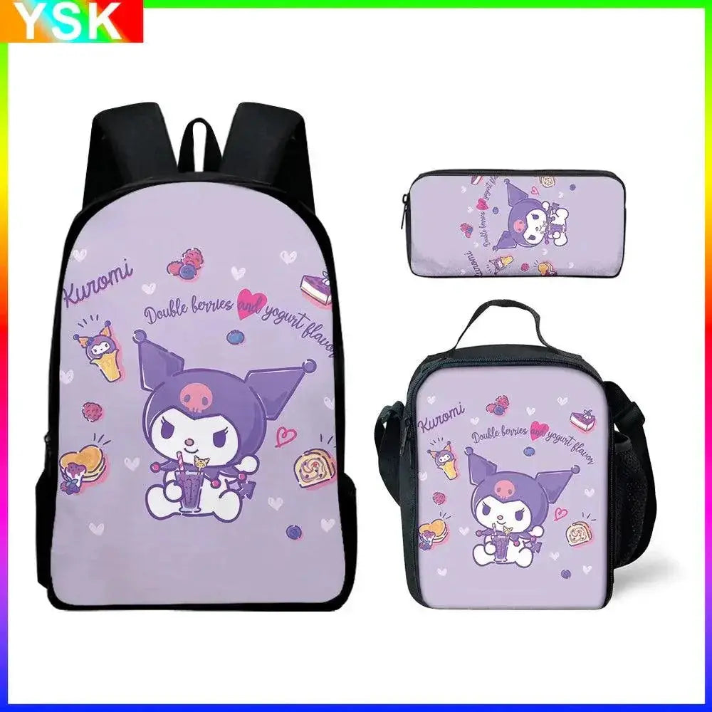 Sanrio Kuromi Backpack Pencil Bag School Bag Set for Kids