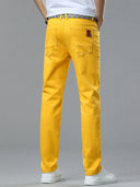 Four Season New Men's Yellow Jeans Fashion Business Casual